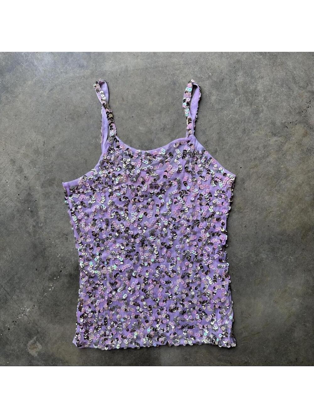 Y2K Pink Sequin Tank Top